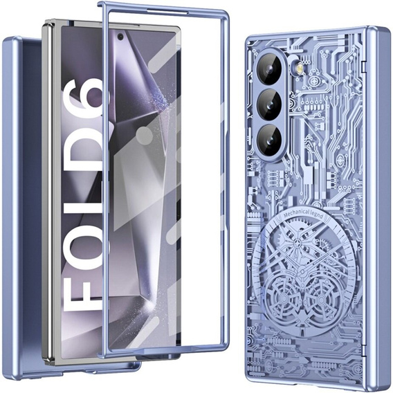 Etui do Samsung Galaxy Z Fold6 5G, Mechanical Legend, niebieskie