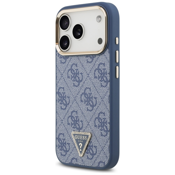 Etui GUESS do iPhone 17 Pro, 4G Triangle Logo MagSafe, niebieskie