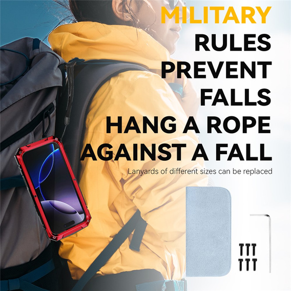 Etui R-JUST do iPhone 17 Pro Max z wbudowaną ochroną ekranu - czerwone