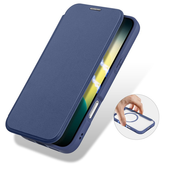 Etui z klapką Dux Ducis do iPhone Air, Skin X Pro, do MagSafe, granatowe