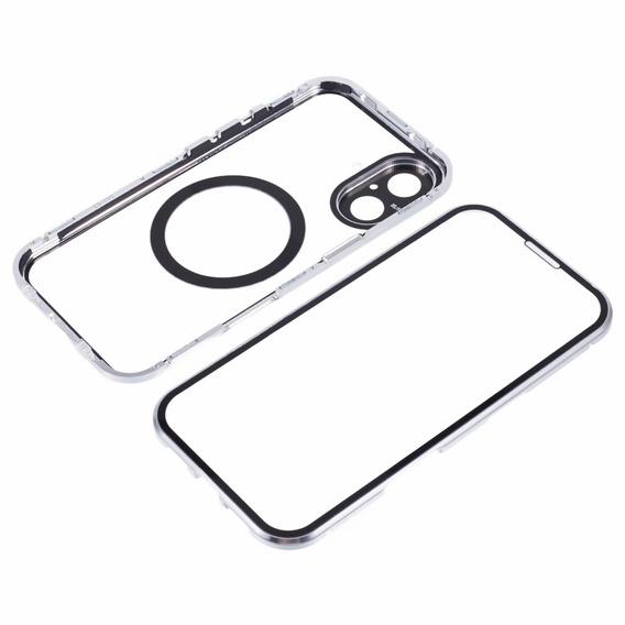 Etui Magnetic Dual Glass MagSafe do iPhone 16, srebrne