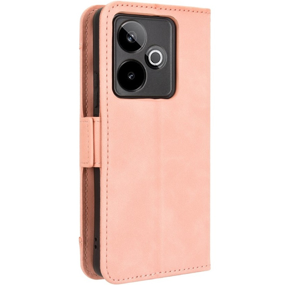 Etui z klapką do Realme GT 7 / 7T, Card Slot, różowe
