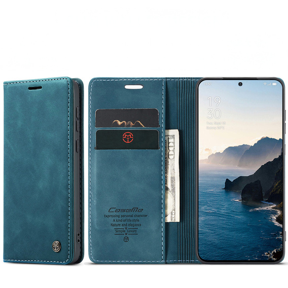 Etui CASEME do OnePlus 15, Leather Wallet Case, niebieskie