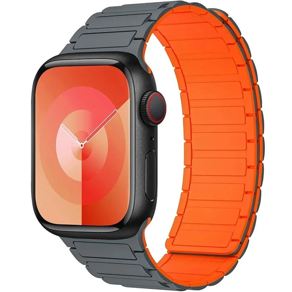 Pasek Silikonowy do Apple Watch 1/2/3/4/5/6/7/8/9/SE/ULTRA/ULTRA 2 42/44/45/49MM, Szary/Pomarańczowy