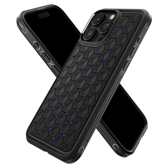 Etui Spigen do iPhone 15 Pro Max, Cryo Armor, Czarne Niebieskie