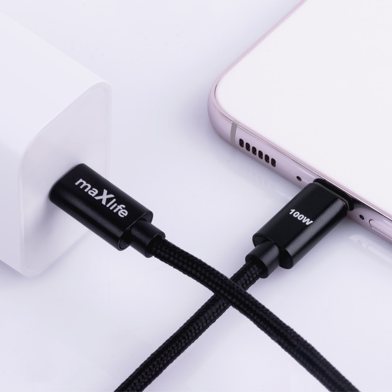 Maxlife kabel MXUC-12 USB-C – USB-C 2,0 m 100W, czarny