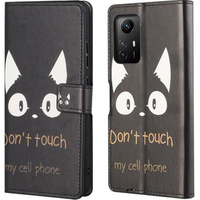 Etui z klapką do Xiaomi Redmi Note 12S, Wallet, Don't Touch My Phone czarne