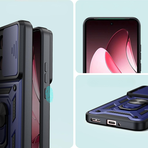 Etui pancerne do Oppo Reno 13 Pro, CamShield Slide, niebieskie