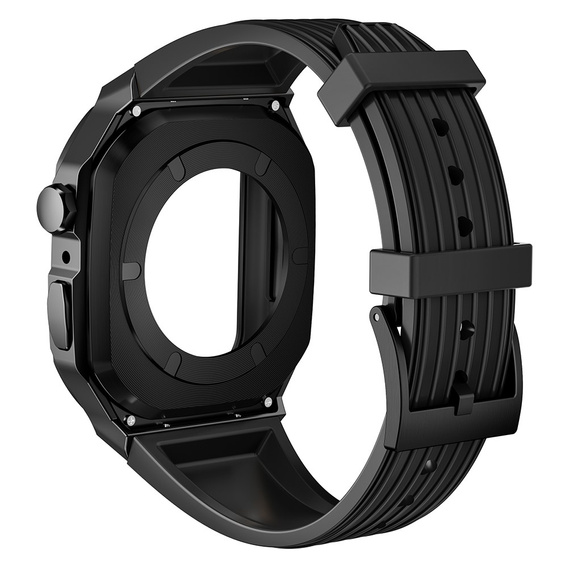 Pasek Silikonowy z Etui do Apple Watch 4/5/6/7/8/9/SE 44/45MM, Czarny