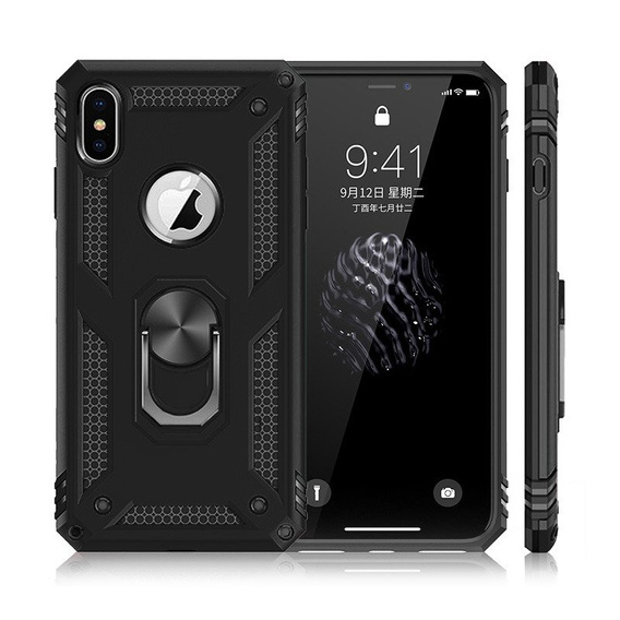 Etui pancerne do iPhone XR, Nox Case Ring, czarne