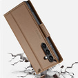 Etui do Samsung Galaxy A55, ERBORD Glossy Litchi, portfel z klapką, brązowe