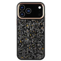 Etui magnetyczne do iPhone 17 Pro Max, Aramid Fiber Cover, z metalową ramką aparatu, czarne / złote