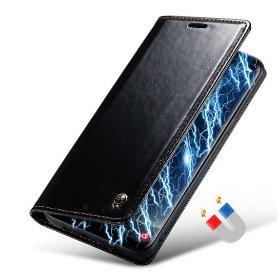 Etui z klapką CASEME do Samsung Galaxy S8+ Plus, Waxy Textured, czarne