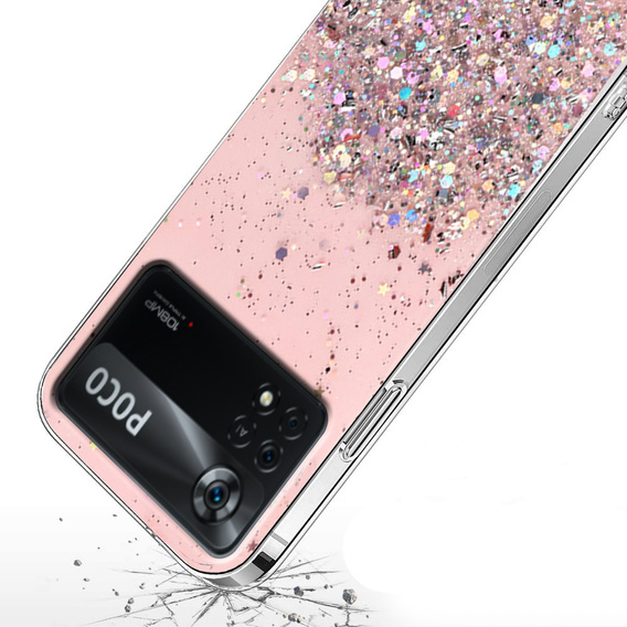 Etui do Xiaomi Poco X4 Pro 5G, Glittery, różowe