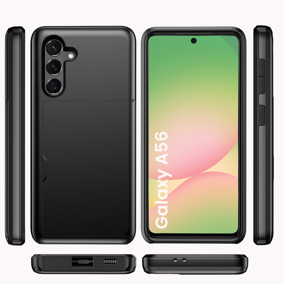Etui do Samsung Galaxy A56 5G, Sliding Card Holder, czarne