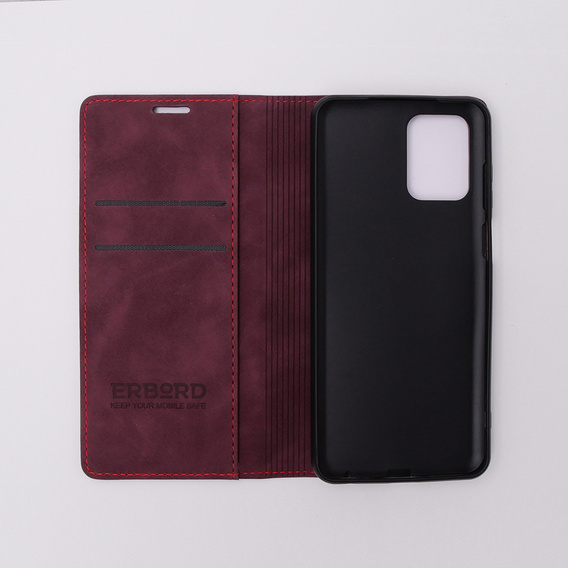 Etui do Motorola Moto E13 4G, ERBORD Vintage portfel z klapką, czerwone