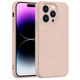 Zestaw Etui Silicone Mag Cover do iPhone 14 Pro Max, różowe + Szkło