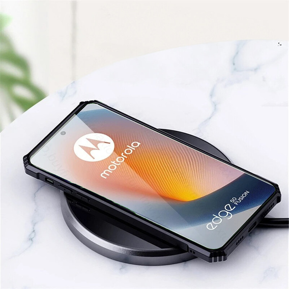 Etui do Motorola Edge 50 Fusion 5G, z blaszką magnetyczne, przezroczyste / czarne