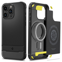 Etui Spigen do iPhone 15 Pro, Rugged Armor MagSafe, Czarne