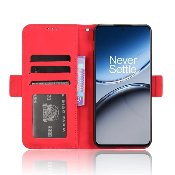 Etui z klapką do OnePlus Nord 4, Card Slot, czerwone