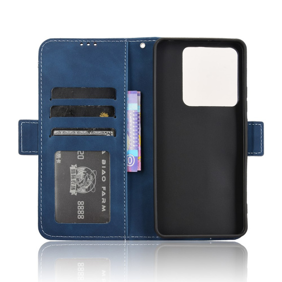 Etui z klapką do Xiaomi Poco M7 Pro 5G, Card Slot, granatowe
