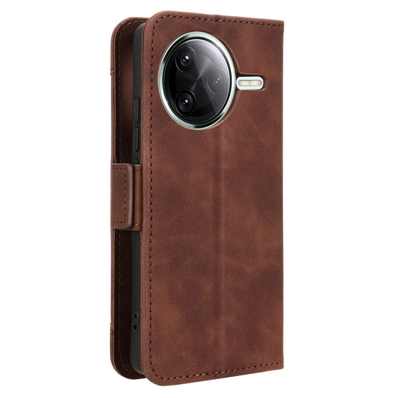 Etui z klapką do Xiaomi Poco F7 Pro, Card Slot, brązowe