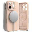 Etui Ringke do iPhone 16 Pro, Silicone MagSafe, różowe + Szkło Hartowane 9H