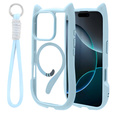 Etui do iPhone 16 Pro, do MagSafe, Cute Cat, niebieskie + Szkło na ekran