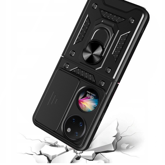 Etui pancerne do Huawei P50 Pocket, CamShield Slide, czarne