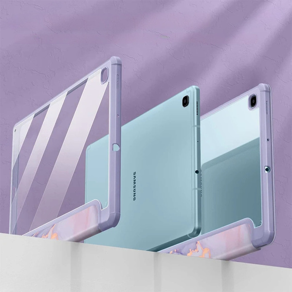 Stylowe etui do Samsung Galaxy Tab S6 Lite 10.4" 2020/2022/2024 – Smartcase Hybrid Marble fioletowe