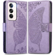 Etui z klapką do Oppo Reno 12 Pro, Butterfly, fioletowe