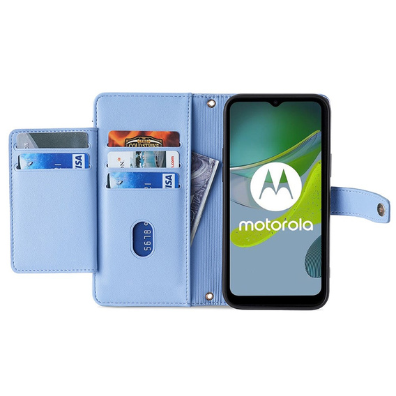 Etui z klapką do Motorola Moto G73 5G, Wallet Zipper Pocket, niebieskie