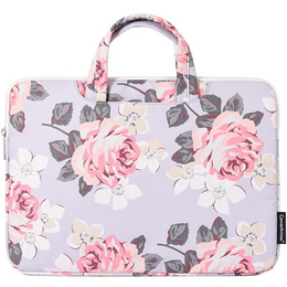 Torba na Laptopa 13" z Nadrukiem Różanym i Uchwytem - Szara