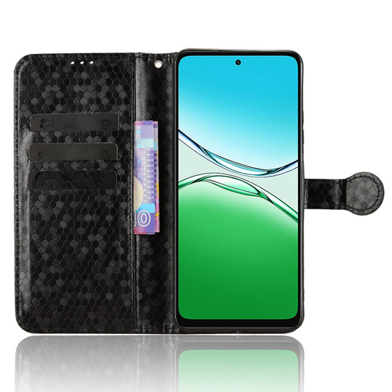 Etui z klapką do Oppo A5 5G / A5m, Wallet Rhombus, czarne
