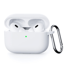 Etui silikonowe do Airpods Pro 3 z karabińczykiem, białe