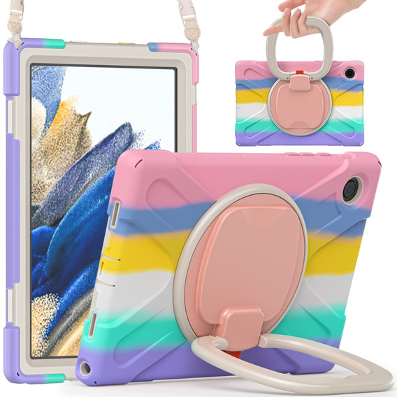 Etui dla dzieci do Samsung Galaxy tab A8 10.5 SM-X200 SM-X205, pancerne z paskiem, wielokolorowe