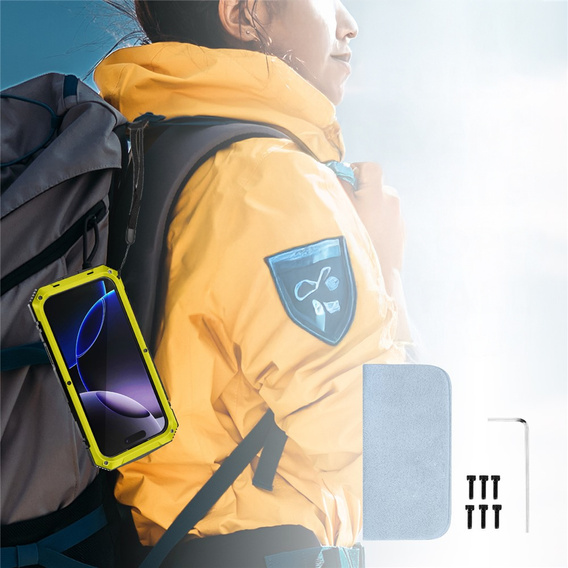 Etui R-JUST do iPhone 17 Pro Max z wbudowaną ochroną ekranu - żółte