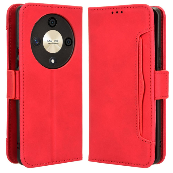 Etui z klapką do Honor Magic 6 Lite 5G, Card Slot, czerwone