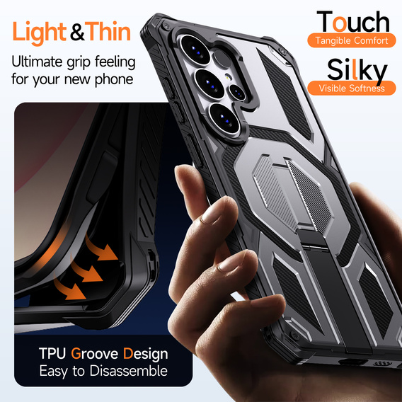 Etui ochronne do Samsung Galaxy S26 Ultra do MagSafe, z podstawką, szare