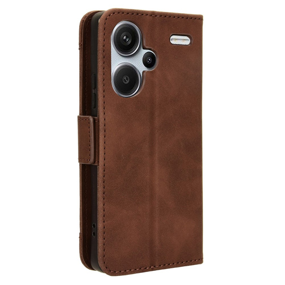 Etui z klapką do Xiaomi Redmi Note 13 Pro+, Card Slot, brązowe