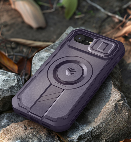 Etui pancerne Dexnor CamProtect z MagSafe do iPhone 16e – fioletowe