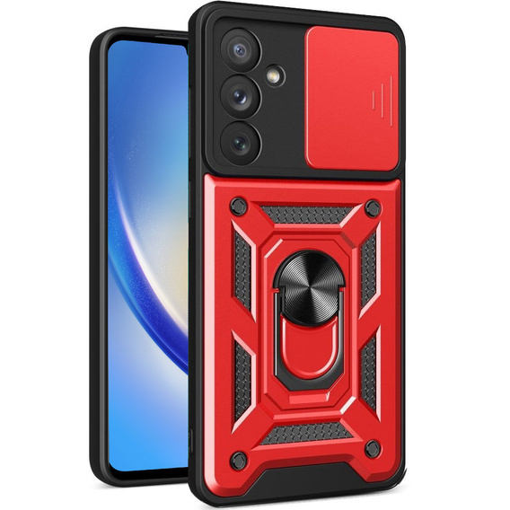 Etui pancerne do Samsung Galaxy M34, CamShield Slide, czerwone