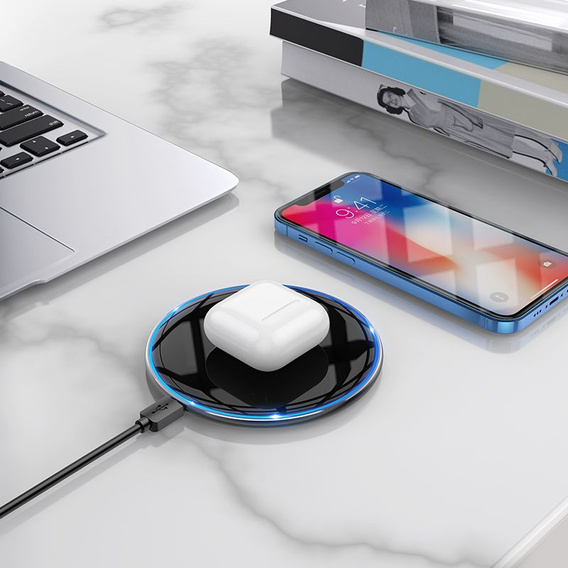 Ładowarka indukcyjna Hoco CW6 PRO 2A 15W z podświetleniem - czarna