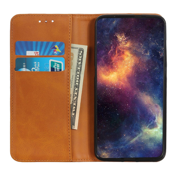 Etui z klapką do Realme C21, Split Leather, brązowe