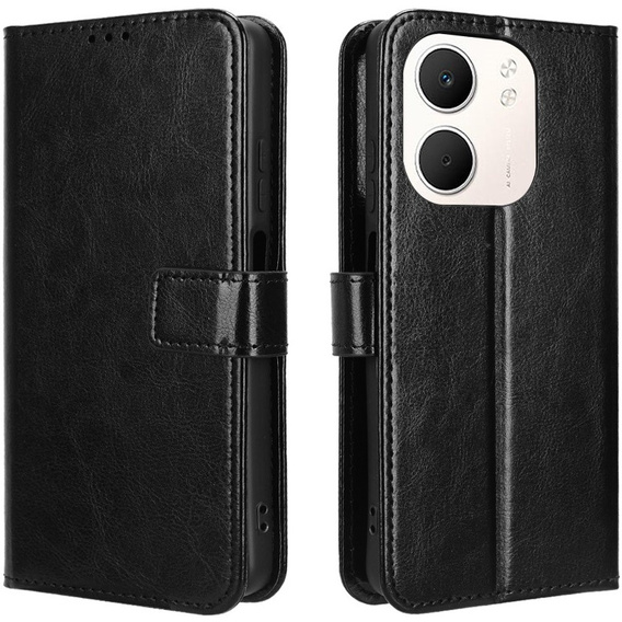 Etui z klapką do Oppo A5x, Crazy Horse Wallet, czarne