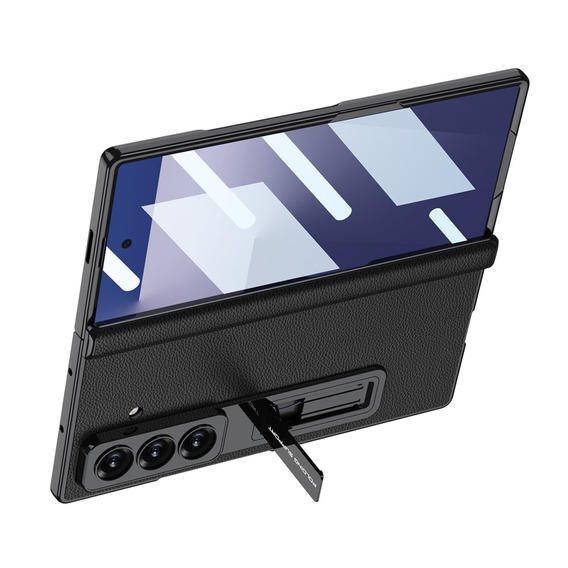 Etui GKK do Samsung Galaxy Z Fold7 5G ze szkłem i podstawką – czarne