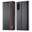 Etui z klapką do Samsung Galaxy A17 5G, LC.IMEEKE, z teksturą karbonu, czarne