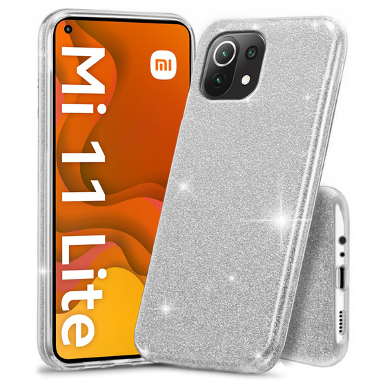 Etui do Xiaomi Mi 11 Lite / Mi 11 Lite 5G / 11 Lite 5G NE, brokat glitter, srebrne