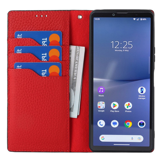 Etui z klapką do Sony Xperia 10 V, Litchi Skin Grain, czarne