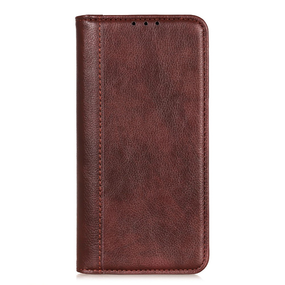 Etui z klapką do Xiaomi Redmi Note 15 Pro Plus 5G, Split Leather, brązowe
